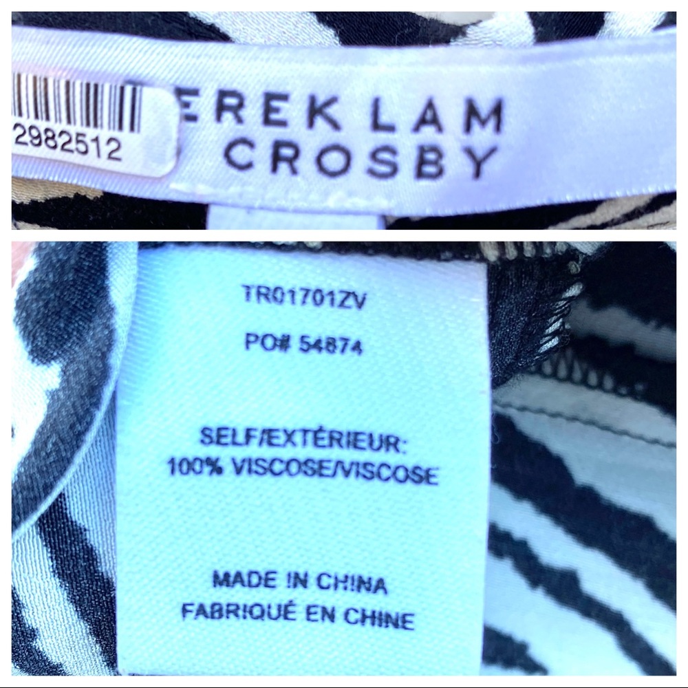 Derek Lam 10 Crosby zebra print blouse TOP animal print shirt women’s striped - Picture 7 of 9